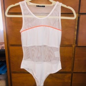 White Fishnet Sheer Bodysuit